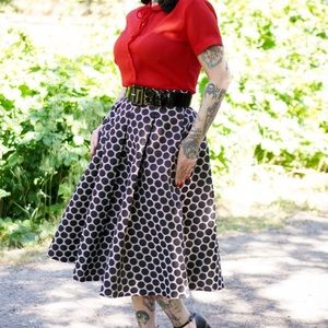 Lined/ pleated polka dot pinup skirt size 3X